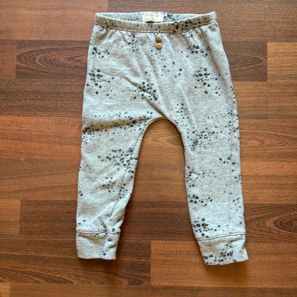Play Up jogger sweatpants, grey with black dots, 24 months